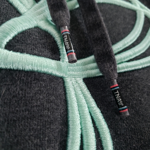 Aritzia TNA Baltic Hoodie Sweater - Grey & Teal - Picture 9 of 11